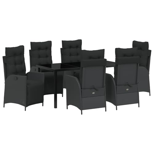 vidaXL 2er Set verstellbare Gartenstühle aus schwarzem Poly Rattan mit cremefarbenen Kissen | Verstellbare Rückenlehne und Fußstütze für den Außenbereich, ideale Lounge-Möbel für Terrasse und Garten vidaXL 2er Set verstellbare Gartenstühle aus schwarzem Poly Rattan mit cremefarbenen Kissen | Verstellbare Rückenlehne und Fußstütze für den Außenbereich, ideale Lounge-Möbel für Terrasse und Garten von vidaXL