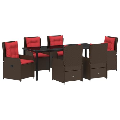 vidaXL 7-teiliges Garten-ESS-Set Braun Poly-Rattan von vidaXL