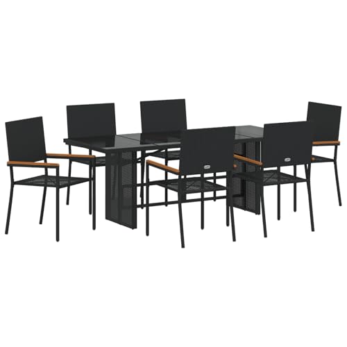 vidaXL 7-teiliges Garten-ESS-Set Schwarzes Poly-Rattan vidaXL 7-teiliges Garten-ESS-Set Schwarzes Poly-Rattan von vidaXL