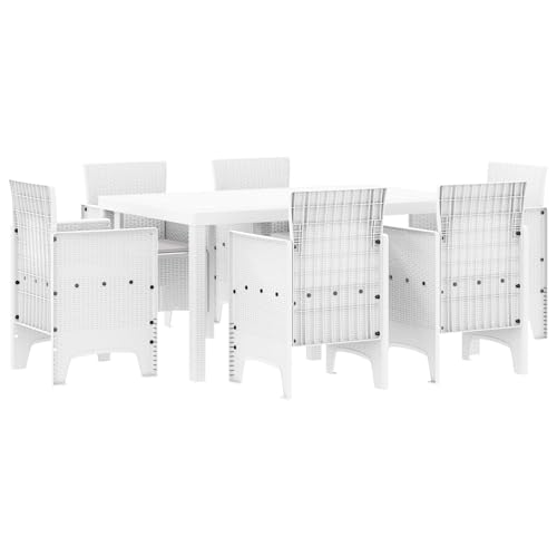 vidaXL 7-teiliges Garten-ESS Set mit Kissen Weiß Poly-Rattan vidaXL 7-teiliges Garten-ESS Set mit Kissen Weiß Poly-Rattan von vidaXL