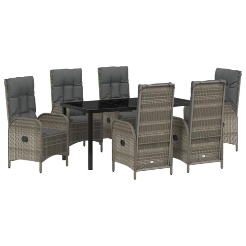 vidaXL Set aus 2 Outdoor-Stühlen | Graues Poly-Rattan, Liegestuhl, Ergonomisch & Wetterfest für Garten, Terrasse, Balkon - Robuster Stahlrahmen mit abnehmbaren Kissenbezügen - Montage erforderlich vidaXL Set aus 2 Outdoor-Stühlen | Graues Poly-Rattan, Liegestuhl, Ergonomisch & Wetterfest für Garten, Terrasse, Balkon - Robuster Stahlrahmen mit abnehmbaren Kissenbezügen - Montage erforderlich von vidaXL