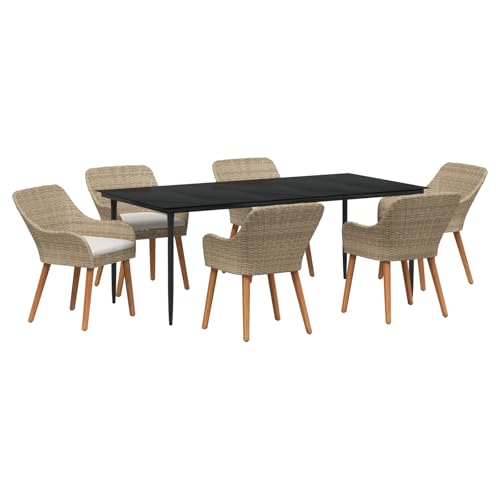 vidaXL 7-teiliges Garten Essset Beige Poly Rattan von vidaXL