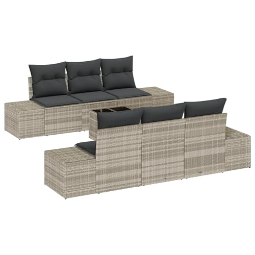 vidaXL 7-teiliges Garten-Sofa-Set mit Kissen Schwarz und Weiß Poly-Rattan Robuste Outdoor-Möbel Geeignet für Terrasse Balkons Entspannung Unterhaltungen Sitzplatz Modul Lounge Gemütlich vidaXL 7-teiliges Garten-Sofa-Set mit Kissen Schwarz und Weiß Poly-Rattan Robuste Outdoor-Möbel Geeignet für Terrasse Balkons Entspannung Unterhaltungen Sitzplatz Modul Lounge Gemütlich von vidaXL
