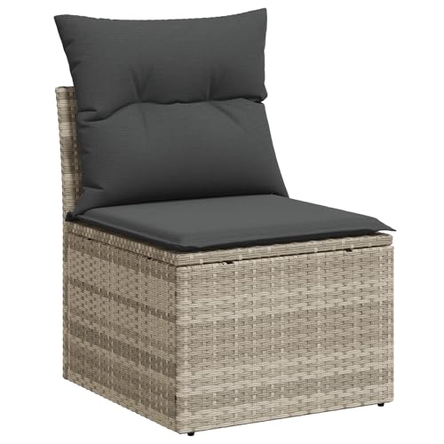 vidaXL 7-teiliges Garten Sofaset mit Kissen Hellgrau Poly Rattan, 2-Sitzer Garten Sofa mit Stauraum & Kissen Hellgrau Poly Rattan vidaXL 7-teiliges Garten Sofaset mit Kissen Hellgrau Poly Rattan, 2-Sitzer Garten Sofa mit Stauraum & Kissen Hellgrau Poly Rattan von vidaXL