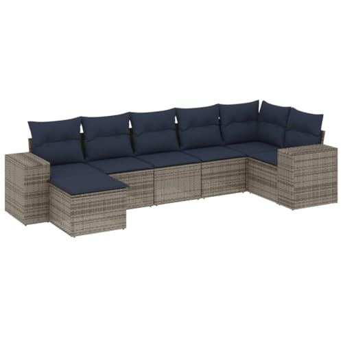 vidaXL 7-teiliges Gartensofa-Set mit Kissen, grau, Polyrattan vidaXL 7-teiliges Gartensofa-Set mit Kissen, grau, Polyrattan von vidaXL