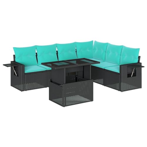 vidaXL 7-teiliges Gartensofa-Set mit Kissen, schwarzes Polyrattan vidaXL 7-teiliges Gartensofa-Set mit Kissen, schwarzes Polyrattan von vidaXL