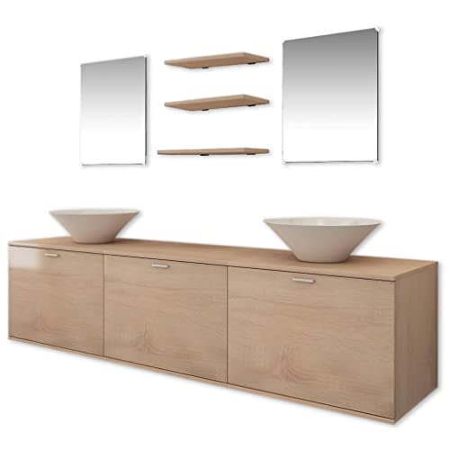 vidaXL 8-TLG. Badmöbel Set Waschbecken Waschtisch Unterschrank Regal Badezimmer von vidaXL