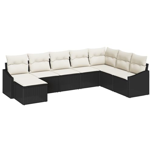 vidaXL 8 Teile Outdoor Ecksofa Set Mit Kissen Schwarzes Poly Rattan Bequemes Garten Sitzmöbel Für Wetterbeständige Moderne Gestaltung Balkone Und Terrassen Möbel Patio Sectional Modular Gepolstert von vidaXL