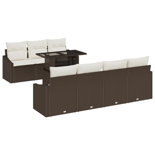 vidaXL 8-teiliges Garten-Sofa-Set Mit Kissen Braun Poly Rattan Outdoor Möbel Sitzmodular Design Perfekt für Balkone und Terrassen Elegant Langlebig Wetterbeständig Patio 3 Sitzer Sectional von vidaXL