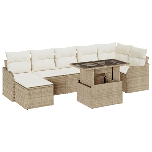 vidaXL 8-teiliges Garten-Sofa-Set mit Kissen Beige Poly Rattan Modulares Design Wetterfest Bequemes Gartenmöbel Sitzgelegenheit für Vier im Lounge-Stil auf der Terrasse vidaXL 8-teiliges Garten-Sofa-Set mit Kissen Beige Poly Rattan Modulares Design Wetterfest Bequemes Gartenmöbel Sitzgelegenheit für Vier im Lounge-Stil auf der Terrasse von vidaXL