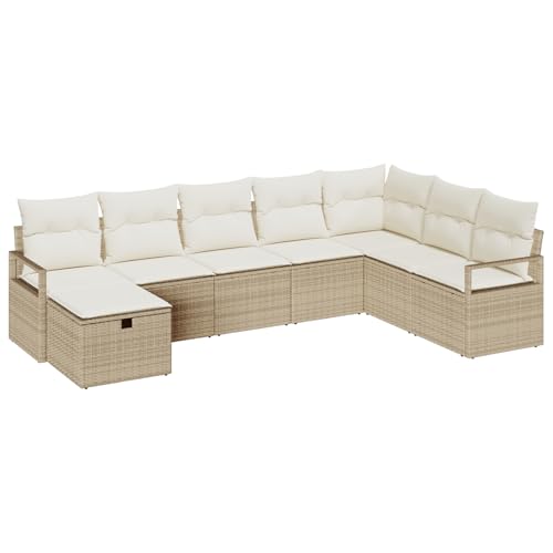 vidaXL 4-teiliges modulares Outdoor-Sofa-Set mit Kissen in Beige aus Poly-Rattan | Modernes, wetterfestes Ecksofa, bequem für 6 Personen, mit rechteckigem Tisch und geflochtenem Stuhl. vidaXL 4-teiliges modulares Outdoor-Sofa-Set mit Kissen in Beige aus Poly-Rattan | Modernes, wetterfestes Ecksofa, bequem für 6 Personen, mit rechteckigem Tisch und geflochtenem Stuhl. von vidaXL