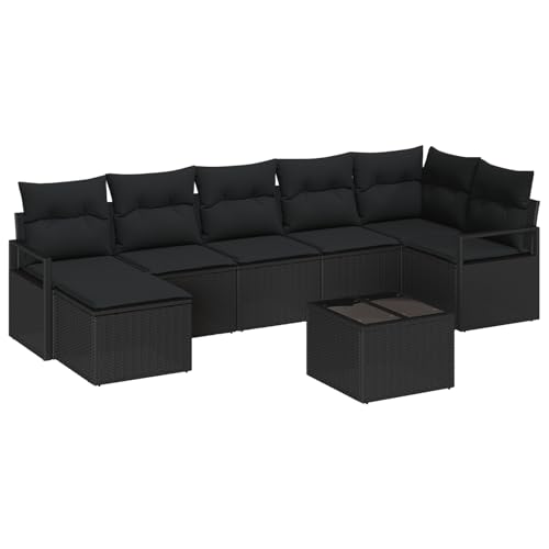vidaXL 8-teiliges Garten-Sofa Set mit Kissen Beige Poly-Rattan, 2-Sitzer Garten-Sofa mit Kissen Schwarz Poly-Rattan vidaXL 8-teiliges Garten-Sofa Set mit Kissen Beige Poly-Rattan, 2-Sitzer Garten-Sofa mit Kissen Schwarz Poly-Rattan von vidaXL