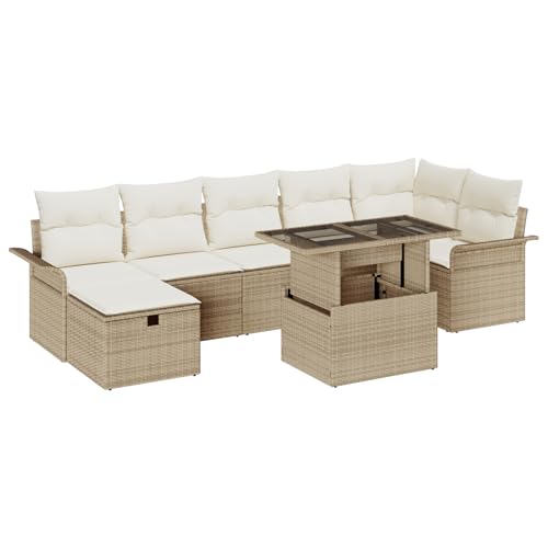 vidaXL 8-teiliges Garten-Sofa-Set mit Kissen Beige Poly-Rattan, 2-Sitzer Garten-Sofa mit Stauraum & Kissen Beige Poly-Rattan vidaXL 8-teiliges Garten-Sofa-Set mit Kissen Beige Poly-Rattan, 2-Sitzer Garten-Sofa mit Stauraum & Kissen Beige Poly-Rattan von vidaXL