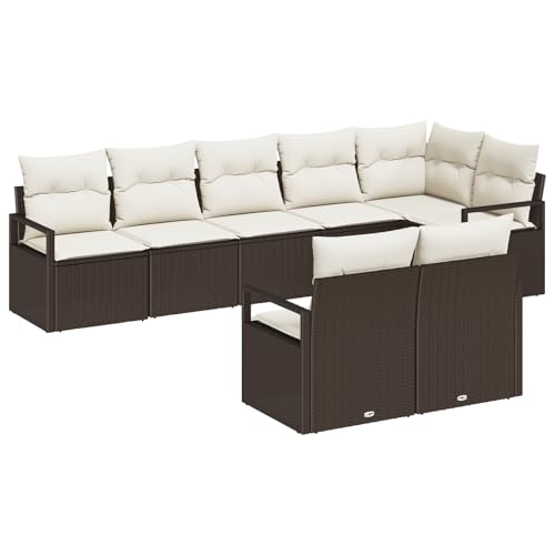 vidaXL 8-teiliges Garten-Sofa-Set mit Kissen Braun Poly-Rattan, 2-Sitzer Garten-Sofa mit Kissen Braun Poly-Rattan vidaXL 8-teiliges Garten-Sofa-Set mit Kissen Braun Poly-Rattan, 2-Sitzer Garten-Sofa mit Kissen Braun Poly-Rattan von vidaXL