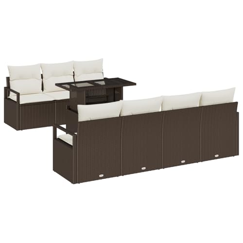 vidaXL 8-teiliges Garten Sofa Set mit Kissen Braun Poly Rattan, 2-Sitzer Garten Sofa mit Kissen Braun Poly Rattan vidaXL 8-teiliges Garten Sofa Set mit Kissen Braun Poly Rattan, 2-Sitzer Garten Sofa mit Kissen Braun Poly Rattan von vidaXL