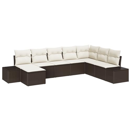vidaXL 8-teiliges Garten Sofa Set mit Kissen Braun Poly Rattan von vidaXL