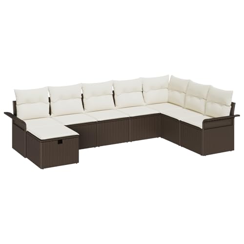 vidaXL 8-teiliges Garten-Ecksofa-Set mit Kissen, aus braunem Poly-Rattan, modernes Design. Perfekt für den Balkon und bietet Stauraum. Modulares Patiosofa für die Lounge auf der Terrasse. von vidaXL
