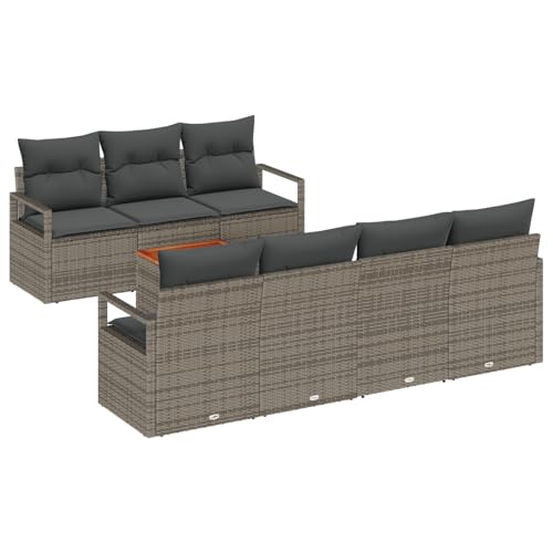 vidaXL 8-teiliges Garten-Sofa-Set mit Kissen Grau Poly-Rattan Akazie, 2-Sitzer Garten-Sofa mit Kissen Grau Poly-Rattan vidaXL 8-teiliges Garten-Sofa-Set mit Kissen Grau Poly-Rattan Akazie, 2-Sitzer Garten-Sofa mit Kissen Grau Poly-Rattan von vidaXL