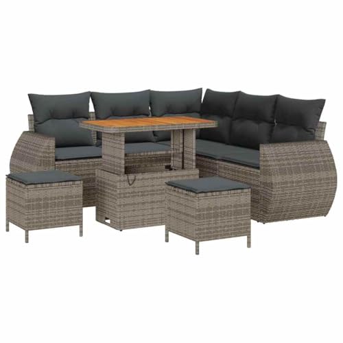 vidaXL Modularen Gartensofa-Set mit Kissen – Coole Sitzgelegenheit für draußen, passend für 5 Leute. UV-beständiges Rattan und Stabiler Stahlrahmen. Ideal für Terrasse, Balkon, Lounge oder Veranda. von vidaXL