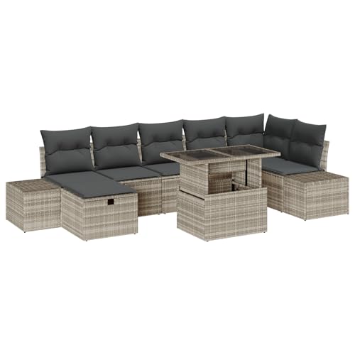 vidaXL 8-TLG. Garten-Sofagarnitur mit Kissen Hellgrau Poly Rattan vidaXL 8-TLG. Garten-Sofagarnitur mit Kissen Hellgrau Poly Rattan von vidaXL