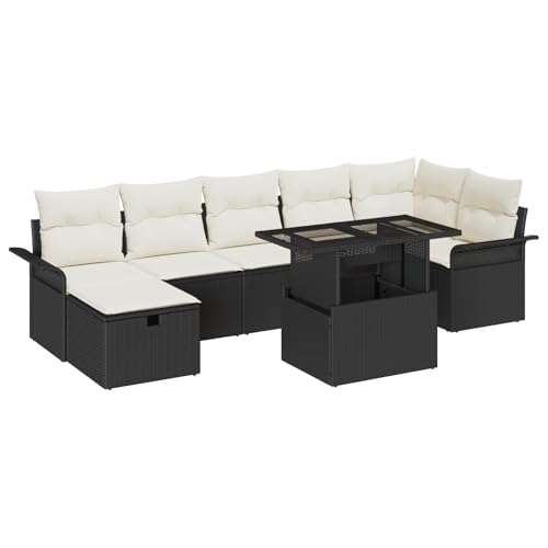 vidaXL 8-teiliges Garten Sofa Set mit Kissen Poly-Rattan | Modulare Gartenmöbel Rechteckiger Kaffeetisch Stauraum UV-beständig Creme & Dunkelbraun Vier-Sitzer Würfel Patio Couch Essbereich vidaXL 8-teiliges Garten Sofa Set mit Kissen Poly-Rattan | Modulare Gartenmöbel Rechteckiger Kaffeetisch Stauraum UV-beständig Creme & Dunkelbraun Vier-Sitzer Würfel Patio Couch Essbereich von vidaXL