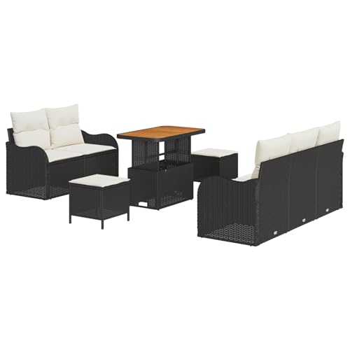 vidaXL 8-teiliges Garten Sofa Set mit Kissen Schwarz Poly Rattan Akazie, 2-Sitzer Garten Sofa mit Kissen Schwarz Poly Rattan vidaXL 8-teiliges Garten Sofa Set mit Kissen Schwarz Poly Rattan Akazie, 2-Sitzer Garten Sofa mit Kissen Schwarz Poly Rattan von vidaXL