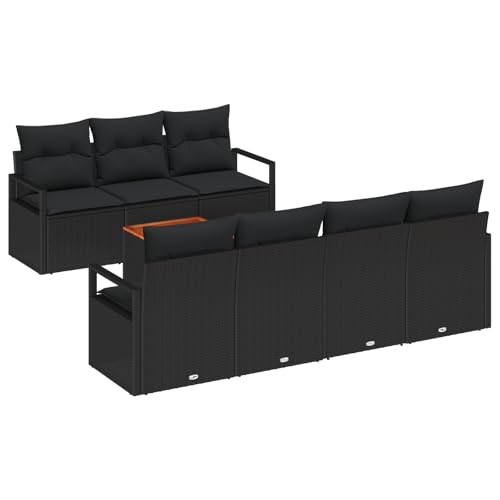 vidaXL 8-teiliges Garten Sofa Set mit Kissen Schwarz Poly Rattan Akazie, 2-Sitzer Garten Sofa mit Stauraum & Kissen Schwarz Poly Rattan vidaXL 8-teiliges Garten Sofa Set mit Kissen Schwarz Poly Rattan Akazie, 2-Sitzer Garten Sofa mit Stauraum & Kissen Schwarz Poly Rattan von vidaXL