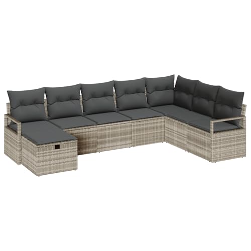 vidaXL 4-teiliges modulares Garten-Sofaset mit Kissen in Hellgrau aus Poly-Rattan | Wetterfestes modernes Ecksofa für 6 Personen, inklusive rechteckigem Tisch im Essbereich vidaXL 4-teiliges modulares Garten-Sofaset mit Kissen in Hellgrau aus Poly-Rattan | Wetterfestes modernes Ecksofa für 6 Personen, inklusive rechteckigem Tisch im Essbereich von vidaXL