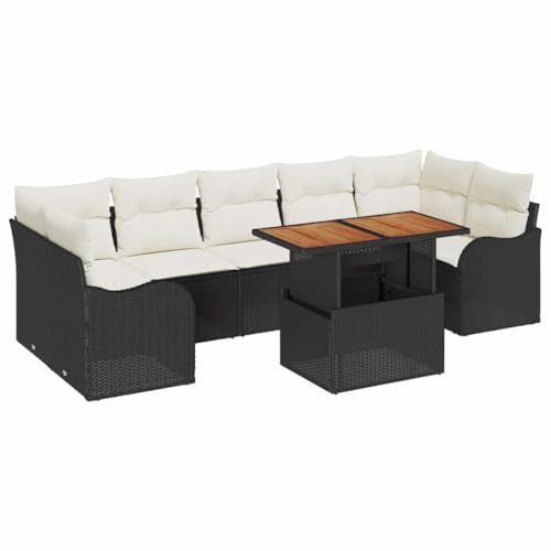 vidaXL 8-teiliges Garten Sofa Set mit Kissen in Schwarz aus Poly Rattan vidaXL 8-teiliges Garten Sofa Set mit Kissen in Schwarz aus Poly Rattan von vidaXL