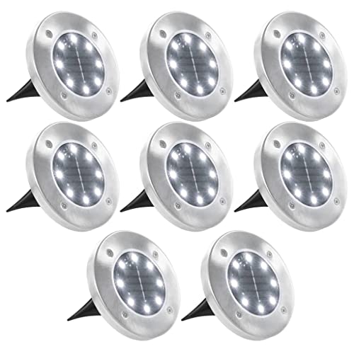 vidaXL 8X Solar Bodenleuchte LED Weiß Bodenstrahler Außenleuchte Gartenleuchte von vidaXL