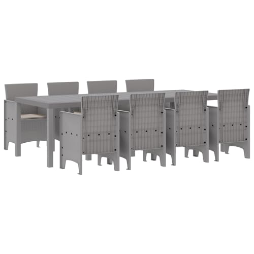 vidaXL 9-TLG. Garten-Essgruppe mit Kissen Weiß Poly Rattan von vidaXL