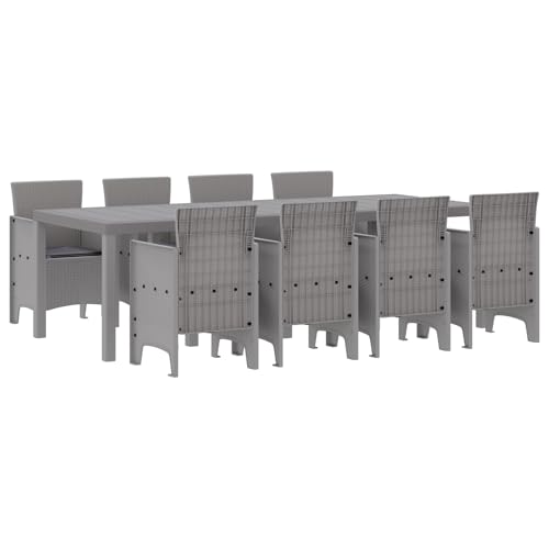 vidaXL 9-TLG. Garten-Essgruppe mit Kissen Weiß Poly Rattan von vidaXL