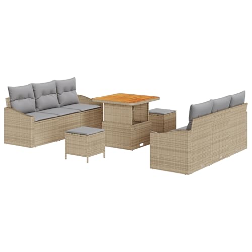 vidaXL 9-TLG. Garten-Sofa-Set mit Kissen Beige Poly Rattan Akazie, 2-Sitzer Garten-Sofa mit Kissen Beige Poly Rattan vidaXL 9-TLG. Garten-Sofa-Set mit Kissen Beige Poly Rattan Akazie, 2-Sitzer Garten-Sofa mit Kissen Beige Poly Rattan von vidaXL
