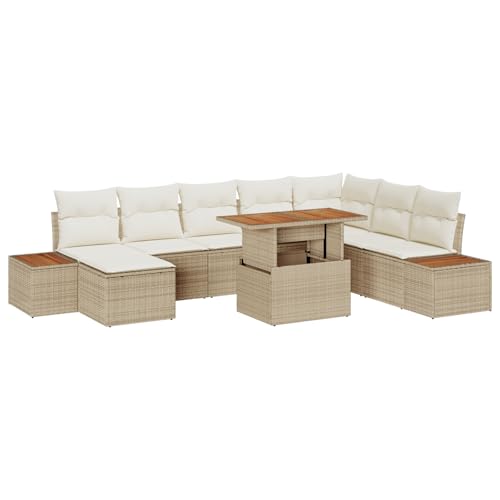 vidaXL 9-Teiliges Garten Sofa Set mit Kissen Beige Poly Rattan von vidaXL