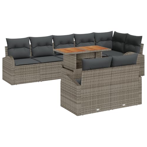 vidaXL 9-teilige Garten-Sofa-Set mit Kissen Grau Poly-Rattan, 2-Sitzer Garten-Sofa mit Stauraum & Kissen Grau Poly-Rattan vidaXL 9-teilige Garten-Sofa-Set mit Kissen Grau Poly-Rattan, 2-Sitzer Garten-Sofa mit Stauraum & Kissen Grau Poly-Rattan von vidaXL