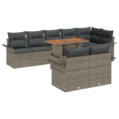 vidaXL 9-teiliges Garten-Dining-Set mit Stauraum Kissen Grau Poly Rattan Möbel für 8 Außensofa rechteckiger Tisch modernes Design Kaffee stilvolle Patio Tische 4 Sitzer Ecksofa vidaXL 9-teiliges Garten-Dining-Set mit Stauraum Kissen Grau Poly Rattan Möbel für 8 Außensofa rechteckiger Tisch modernes Design Kaffee stilvolle Patio Tische 4 Sitzer Ecksofa von vidaXL