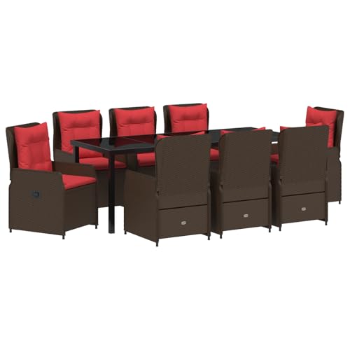 vidaXL 9-teiliges Garten-ESS-Set Braun Poly-Rattan von vidaXL