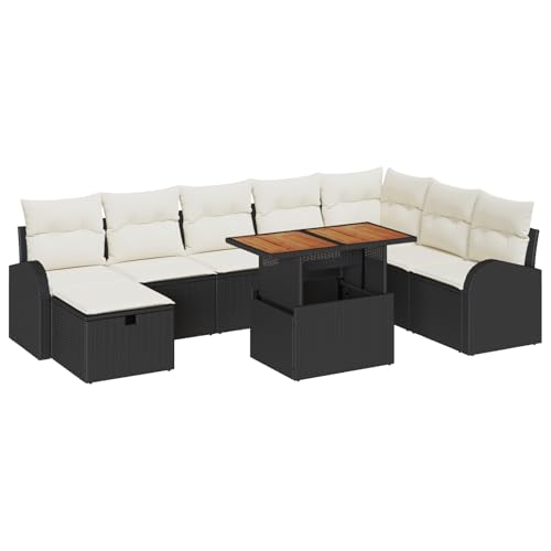 vidaXL 9-teiliges Garten-Sofa-Set mit Kissen Beige und Dunkelbraun Modulares Sitzmöbel Outdoor Möbel Stauraum langlebig Poly Rattan Terrasse Lounge Sectional Vier-Sitzer vidaXL 9-teiliges Garten-Sofa-Set mit Kissen Beige und Dunkelbraun Modulares Sitzmöbel Outdoor Möbel Stauraum langlebig Poly Rattan Terrasse Lounge Sectional Vier-Sitzer von vidaXL