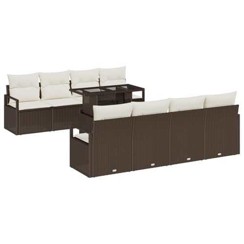 vidaXL 9-teiliges Garten Sofa Set mit Kissen Braun Poly Rattan, 2-Sitzer Garten Sofa mit Kissen Braun Poly Rattan vidaXL 9-teiliges Garten Sofa Set mit Kissen Braun Poly Rattan, 2-Sitzer Garten Sofa mit Kissen Braun Poly Rattan von vidaXL
