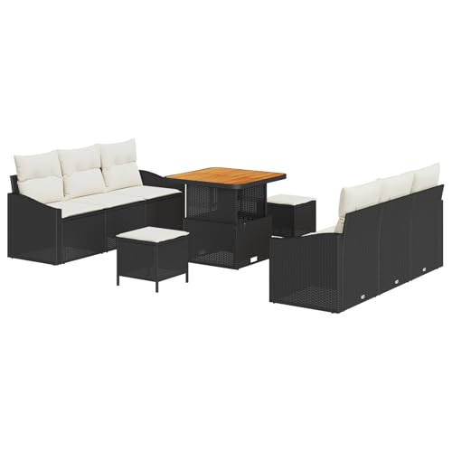 vidaXL 9-teiliges Garten Sofa Set mit Kissen Schwarz Poly Rattan Akazie, 2-Sitzer Garten Sofa mit Kissen Schwarz Poly Rattan vidaXL 9-teiliges Garten Sofa Set mit Kissen Schwarz Poly Rattan Akazie, 2-Sitzer Garten Sofa mit Kissen Schwarz Poly Rattan von vidaXL