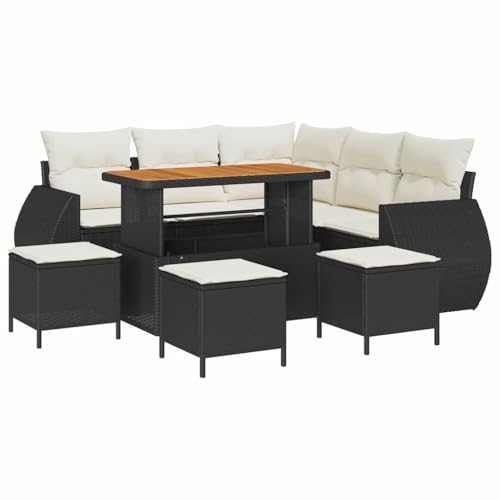 vidaXL 9-teiliges Garten-Sofa-Set mit Kissen Schwarz Poly-Rattan Akazie vidaXL 9-teiliges Garten-Sofa-Set mit Kissen Schwarz Poly-Rattan Akazie von vidaXL
