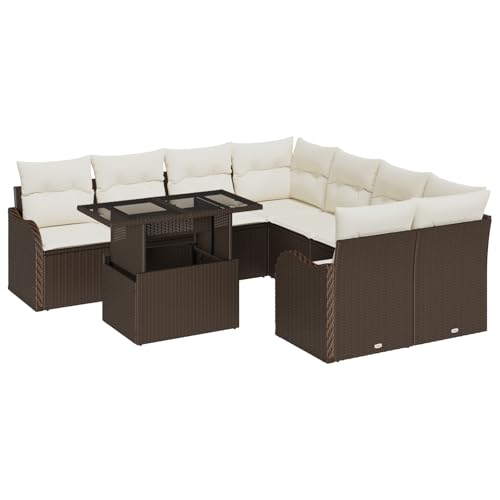 vidaXL 9-teiliges Garten-Sofaset mit Kissen Braunes Poly-Rattan, 2-Sitzer-Garten-Sofa mit Kissen Braunes Poly-Rattan vidaXL 9-teiliges Garten-Sofaset mit Kissen Braunes Poly-Rattan, 2-Sitzer-Garten-Sofa mit Kissen Braunes Poly-Rattan von vidaXL