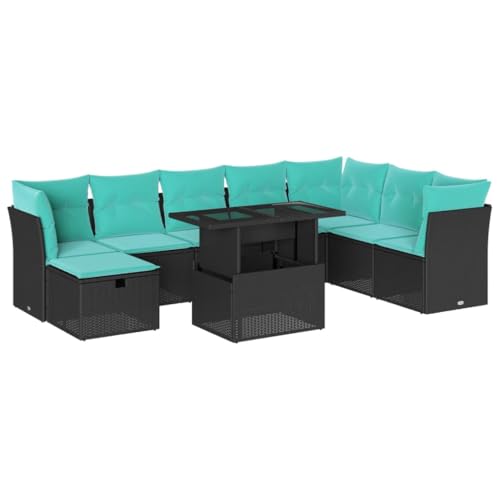 vidaXL 9-teiliges Gartensofa-Set mit Kissen, schwarzes Polyrattan vidaXL 9-teiliges Gartensofa-Set mit Kissen, schwarzes Polyrattan von vidaXL