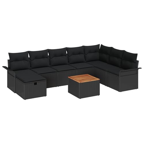 vidaXL 9-teiliges Garten-Sofa-Set mit Kissen Schwarz Poly Rattan vidaXL 9-teiliges Garten-Sofa-Set mit Kissen Schwarz Poly Rattan von vidaXL