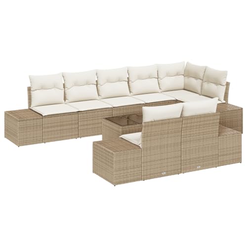 vidaXL 9 teiliges Outdoor-Sofa-Set mit Kissen Beige und Creme Poly-Rattan modernes Design für Garten Terrasse Sitzkapazität bis zu 8 Personen Vier-Sitzer Tisch Couchtisch Ecksofa vidaXL 9 teiliges Outdoor-Sofa-Set mit Kissen Beige und Creme Poly-Rattan modernes Design für Garten Terrasse Sitzkapazität bis zu 8 Personen Vier-Sitzer Tisch Couchtisch Ecksofa von vidaXL