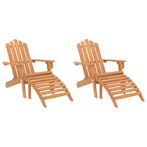vidaXL Adirondack-Gartenstühle mit Fußteilen 2 STK. Massivholz Akazie, Gartenstuhl Holz, Adirondack Stuhl, Outdoor Stuhl, Gartenstuhl Massivholz von vidaXL