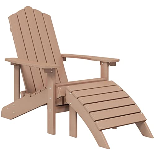 vidaXL Adirondack Gartenstuhl mit Fußstütze Gartenmöbel Gartensessel Stuhl Terrassenstuhl Balkonstuhl Stühle Campingstuhl Outdoor Sessel HDPE Braun von vidaXL