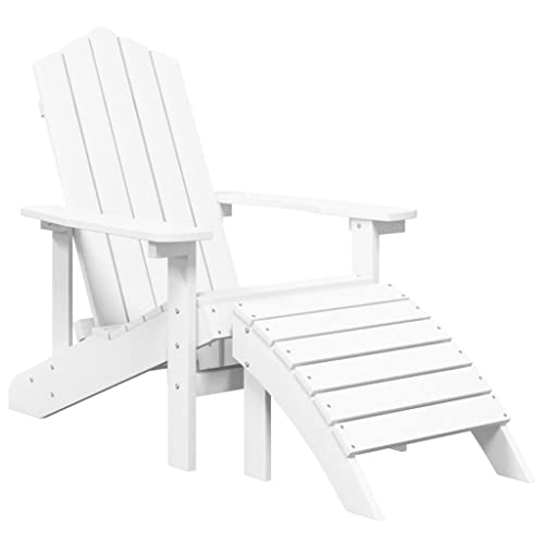 vidaXL Adirondack Gartenstuhl mit Fußstütze Gartenmöbel Gartensessel Stuhl Terrassenstuhl Balkonstuhl Stühle Campingstuhl Outdoor Sessel HDPE Weiß von vidaXL