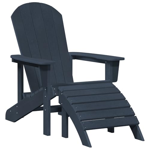 vidaXL Adirondack-Stuhl mit Fußstütze Marineblau HDPE von vidaXL