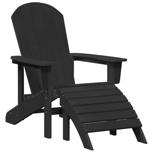 vidaXL Adirondack-Stuhl mit Fußstütze Schwarz HDPE von vidaXL